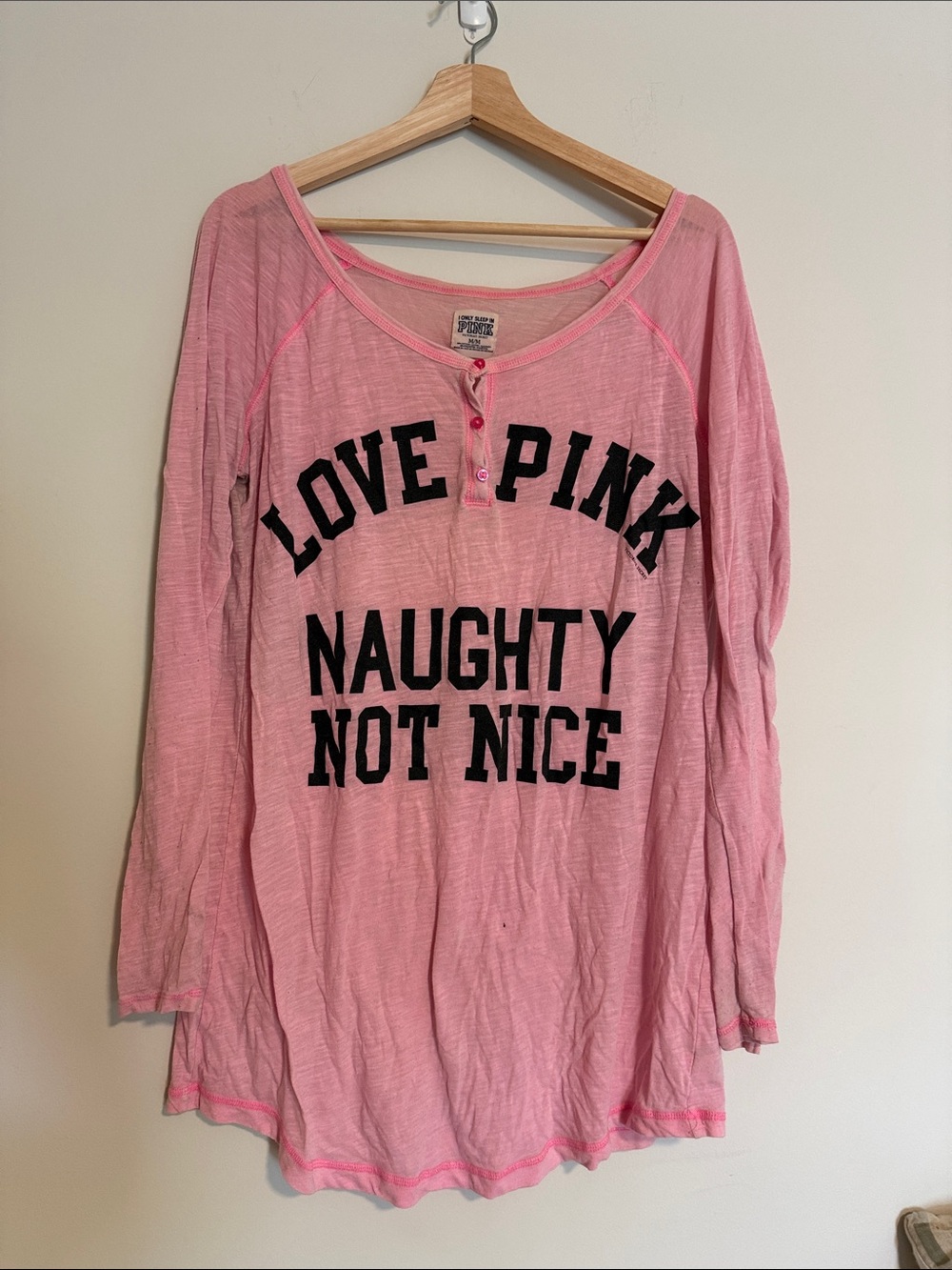 Victoria's Secret Pink Light Pink Sleep Shirt with Black Logo